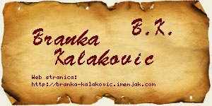 Branka Kalaković vizit kartica